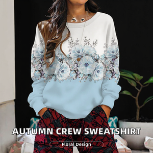 เสื้อสเวตเชิ้ตคอกลม RNSHANGER รุ่น Autumn ผ้าโพลีเอสเตอร์ระบายอากาศได้ดี ลายดอกไม้พิมพ์ลายด้านหน้า พร้อมโลโก้ ดีไซน์ใหม่ สวมใส่สบาย - Product Image 2