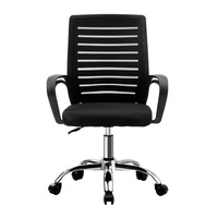 Chaise de bureau pivotante moderne à 360 degrés avec poignée de réglage de la hauteur, base chromée à cinq étoiles