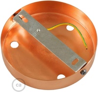 Kit de Rosace de Plafond pour Lustre Creative Cables (Presse-étoupe Cylindrique en Métal Couleur Cuivre Satiné, Diamètre 120mm, 3 Trous)