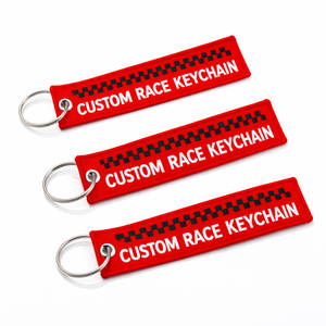 Porte-clés promotionnel en gros, personnalisé avec broderie de lettres, style Jet Tag, avec logo de marque de course tissé - Product Image 3