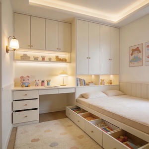 Armario de Madera Independiente de Diseño Nuevo y Lujoso Balom para Almacenamiento en el <span class=keywords><strong>Dormitorio</strong></span> Infantil con Escritorio Integrado y Ecológico - Product Image 1