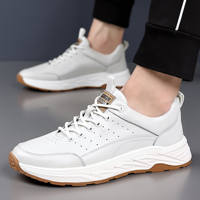 Genuine Top Grain Leather Breathable Lace-up New Arrival Men's Casual Sports Shoes Trendy Footwear