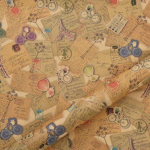 Papel de Regalo Reciclable Retro Kraft con Diseño de Periódico Vintage, Torre Eiffel y Bicicleta, para Envolver Regalos de Cumpleaños - Product Image 5