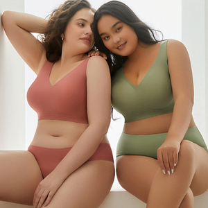 Completo Intimo <span class=keywords><strong>Donna</strong></span> Senza Cuciture con Reggiseno e Slip a Righe in Gel, Taglie Forti M-5XL, Regolabile e Imbottito, Set Due Pezzi - Product Image 2