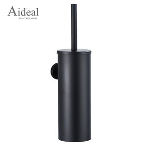 Ensemble <span class=keywords><strong>brosse</strong></span> et support <span class=keywords><strong>WC</strong></span> mural moderne en acier inoxydable <span class=keywords><strong>noir</strong></span> <span class=keywords><strong>mat</strong></span> de style rond pour salle de bain - Product Image 3