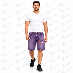 Shorts en jean classiques pour hommes, coupe bootcut, broderie personnalisée, en coton, style formel, vente en gros, été, marque privée - Product Image 2