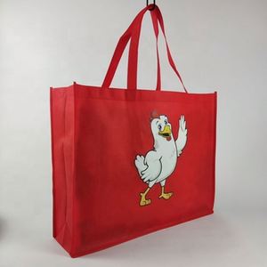 ถุงผ้าใส่ของผ้าใยสังเคราะห์พร้อมโลโก้สีแดงพิมพ์ลายเป็นมิตรต่อสิ่งแวดล้อมใช้ซ้ำได้สำหรับช้อปปิ้งใช้ในซูเปอร์มาร์เก็ตใช้ซ้ำได้ - Product Image 3
