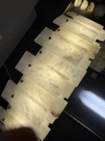 Lustre moderne en albâtre de grande taille, installation suspendue par câble, cuivre massif, marbre naturel pour un éclairage de luxe dans le salon