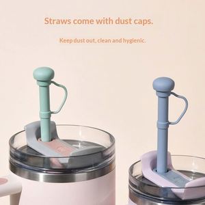 Food Grade Silicone <b>Straw</b> with Dinosaur Hat Dust Plug Cute Cartoon Silicone <b>Straw</b> Compatible with Stanley Tumbler - Product Image 1