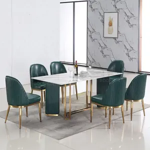 Top Dining Table Set Gold Steel Sintered Stone European New PVC Design Green Home Furniture PVC, Steel Luxury, Modern 30-45 Days