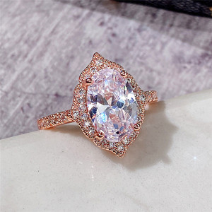 Anello Principessa in Zircone Color Oro Rosa per Donne, Elegante Gioiello da Dito per Fidanzamento - Product Image 2
