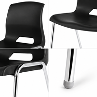 Chaise de visiteur de bureau ergonomique empilable moderne en plastique avec pieds en métal chromé, design durable et écologique pour la maison, le bureau, l'extérieur et la salle de sport