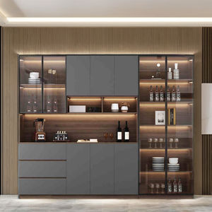 Credenza Alta di Lusso in Legno da Parete per Sala da Pranzo Soggiorno Ristorante Cucina Porta Tè e Porta Vino - Product Image 1