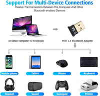 Adaptateur USB Bluetooth 5.0 5.3 Émetteur Récepteur Audio Sans Fil Dongle USB pour Ordinateur PC Portable