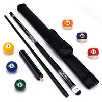 Stik Biliar Xikuno Fiberglass Shaft 10.5mm Berkualitas Tinggi Karbon untuk Pool Snooker, Ujung 12mm, Pegangan Kulit, Stik Biliar 1/2 Split Hitam