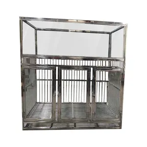 Opvouwbare Double Layer Vier Deuren Inklapbare Huisdier Kooi Stapelbaar Hond Kooi Kennel Voor Pet