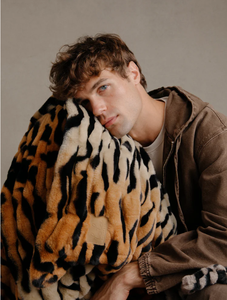 Selimut lempar palsu Kelinci bulu palsu spandeks Ruched seri hewan lembut lapisan dua sisi mewah untuk musim dingin - Product Image 1