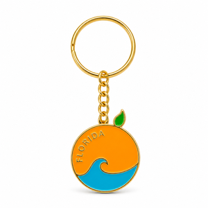 Llavero de Metal Dorado Personalizado con Diseño de Naranja, Esmalte Duro, Económico y Bonito, Ideal <span class=keywords><strong>para</strong></span> Regalo Empresarial - Product Image 1