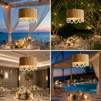 Luminaire suspendu rustique en macramé, corde de coton naturelle, bois et métal, style bohème, pour table de desserts, coin, extérieur, intérieur, mariage, fête