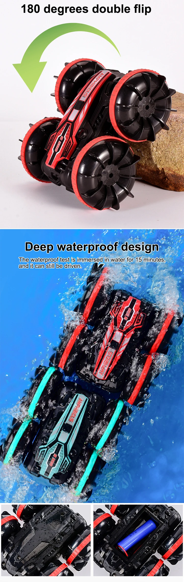 Amazon Sells 2.4ghz Gesture Sensing Control Amphibious Remote Control Car Off-Road Remote Control Boat Swimming Pool Toys
