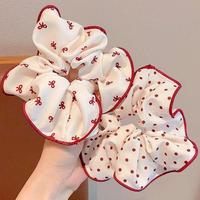 WEINI Chouchous pour cheveux en tissu de haute qualité avec logo personnalisé, style nœud à pois rouges, pour jeunes filles et étudiantes, pour queue de cheval