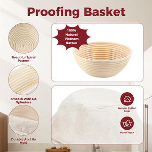 Cesta de fermentación de pan <span class=keywords><strong>Benetton</strong></span> de diseño moderno, fabricación experta, suministros para hornear pan de masa madre con espátula de silicona - Product Image 2