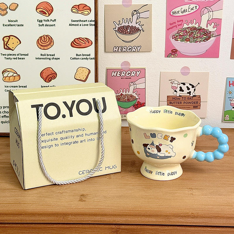 [Gift Box Set] Pearl Handle Stem Glass - Lying Down Dog