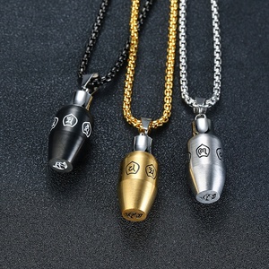Kalung Wadah Abu Jenazah Bentuk Botol Berlapis Emas Perak Hitam untuk Abu Jenazah Hewan Peliharaan Manusia - Product Image 3