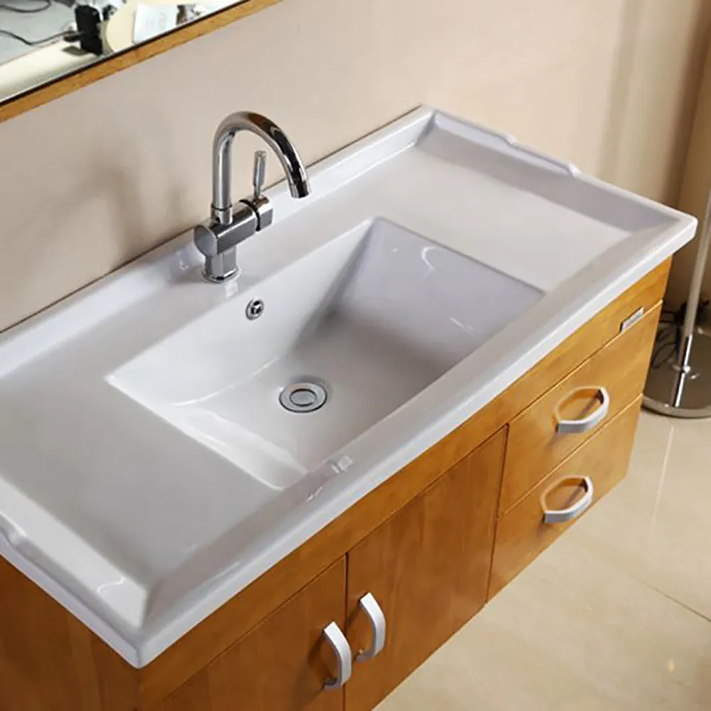 Lavabo fino de cerámica para baño, mueble de baño largo