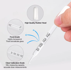 1ML cam mezun Eyedropper beyaz kauçuk kapak düz kafa ile Test tüpü dirsek yağ temizle şişe içbükey alt ile - Product Image 5
