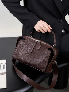 Bolso de Mano de Cuero Vacuno de Primera Calidad para Mujer, Estilo Vintage, 2 Formas de Llevar, Bandolera y de Mano, <span class=keywords><strong>Mercado</strong></span> Europeo/Estadounidense - Product Image 1