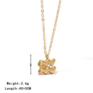 Moda 12 Constelaciones Zodiac Charm collares acero chapado en oro collar venta al por mayor moda colgante joyería para regalo - Product Image 4