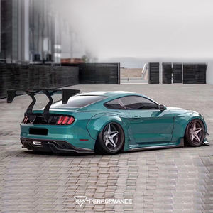 Accessoires automobiles : Kit carrosserie style large 2 en fibre de carbone pour <span class=keywords><strong>Mustang</strong></span>, nouveau pare-chocs avant robot, jupes latérales et capot - Product Image 5