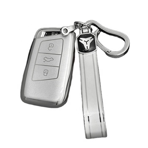 Funda de TPU para Llave de Coche Personalizada con Diseño de Arena Movediza Plateada, Compatible con <span class=keywords><strong>VW</strong></span> Golf, Polo, Tiguan, Passat, Caddy, Funda para Llave Plegable, Bolsa para Llave con Control Remoto - Product Image 1