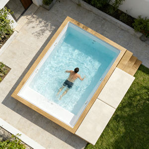 Piscina de fibra de vidrio blanca con tumbonas integradas en venta, pequeña piscina de hidromasaje de fibra de vidrio. - Product Image 3