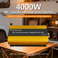 Convertisseur de puissance d'onduleur Pretiosus pour camping-car, voiture, 4000 watts, 4 kW, onde sinusoïdale pure, convertisseur de puissance d'onduleur DC12v vers AC220v pour voiture