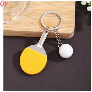 QQ <b>Mini</b> Minimalist Design PVC <b>Table</b> Tennis Racket and Ball Keychain Set Creative Fashionable Trendy Bag Charm Toy - Product Image 6