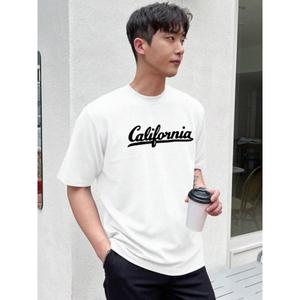 Hombres tipografía impresa cuello redondo algodón camiseta de gran tamaño hecho a mano producto a granel personalizado - Product Image 3