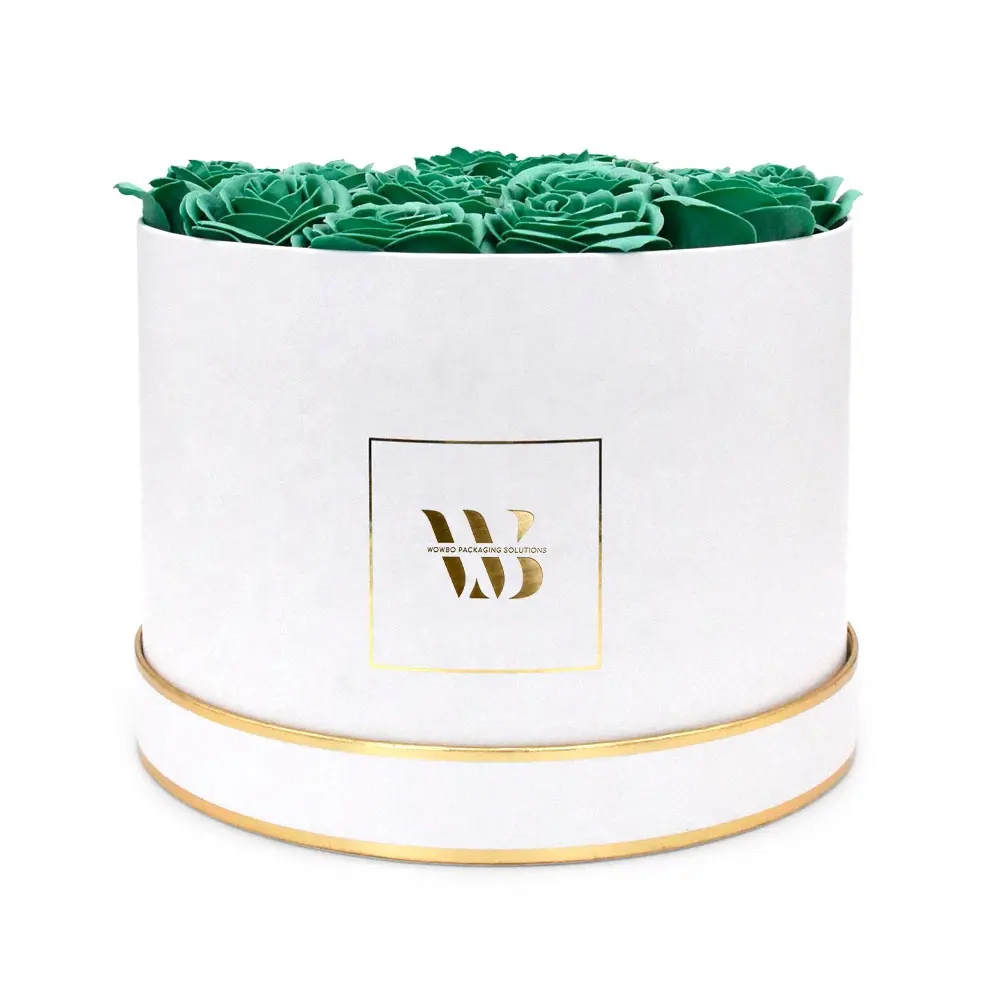 Moda sevimli kadife kapları taze çiçekli şapka kutusu 3 set yuvarlak mariage sac davet hediye kutusu buket çiçekçi çiçek kağıt paketi