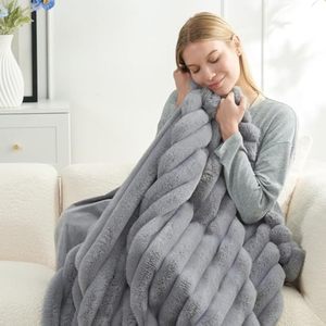 Couverture confortable en <span class=keywords><strong>fausse</strong></span> <span class=keywords><strong>fourrure</strong></span> pour canapé couverture rayée en peluche chaude pour canapé chambre salon décor à la maison idée cadeau d'hiver - Product Image 4