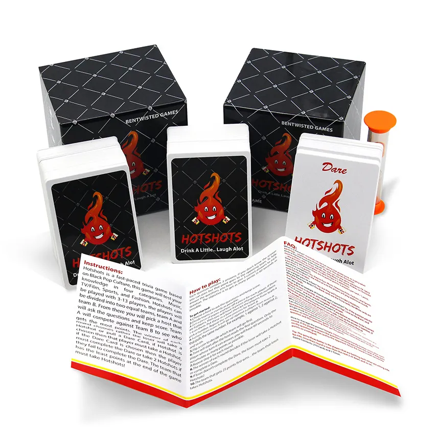 Fabricant de jeux de cartes à logo personnalisé, vente en gros, 4 jeux de cartes avec minuterie