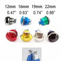 Interrupteur à bouton poussoir momentané étanche à vis en laiton 12V/240V bouton électronique 12/16/19/22mm pression métallique IP65 3A Max. 1NO1NC
