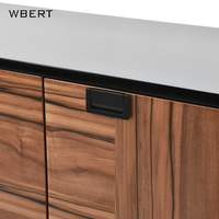 WBERT Armoire de rangement légère de luxe en grain de bois rétro de style italien-Panneau en fibres moyennes et bois de pommier pour TV, salle à manger et salon