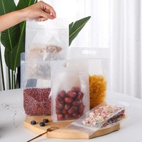 Vente en gros Sac d'emballage alimentaire à fermeture éclair avec poignée Pochette transparente à fond plat pour poudre pour collation, biscuits, noix, céréales, épices