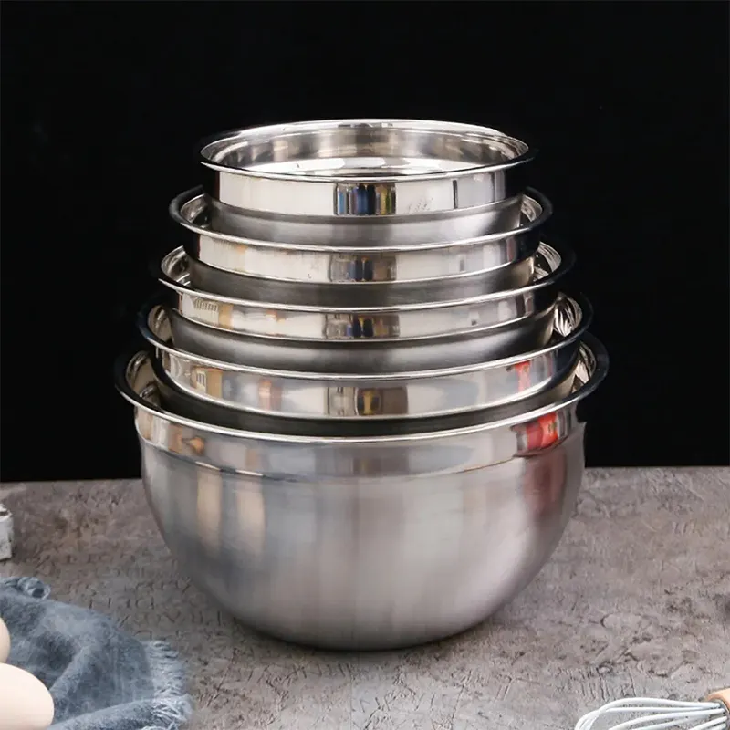 Direct Factory Durable Deep Kitchen Baking Prepping Cooking Serving Food Stainless Steel Mixing Bowl Set With Lid