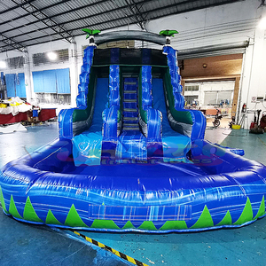 Tobogán Inflable Acuático al por Mayor, Tobogán Acuático Inflable Tropical Morado de Doble Cara con Piscina - Product Image 4