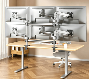 Six Screen <strong>Monitor</strong> <strong>Stand</strong> for Live Trading Focus, 32" UV Coated Ergonomic Multi-Display Mount, Heavy Duty 9kg Load Per Arm - Product Image 5