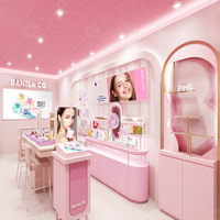 Étalage de beauté de luxe personnalisé, présentoir de cosmétiques éclairé par LED et étagère pour le commerce