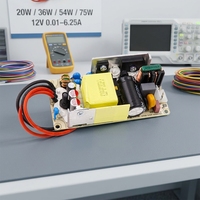 Alimentation à découpage à cadre ouvert haute efficacité 20W 36W 54W 75W 12V 0.5 Amp 2A 4A, carte nue AC DC PCBA PSU, adaptateur d'alimentation CCTV