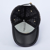Gorra de Béisbol de Tweed de Lujo con Logotipo Personalizado al por Mayor, Visera de Cuero PU, Logotipo con Pedrería, Gorra Deportiva Casual de Moda para Mujer, OEM ODM
